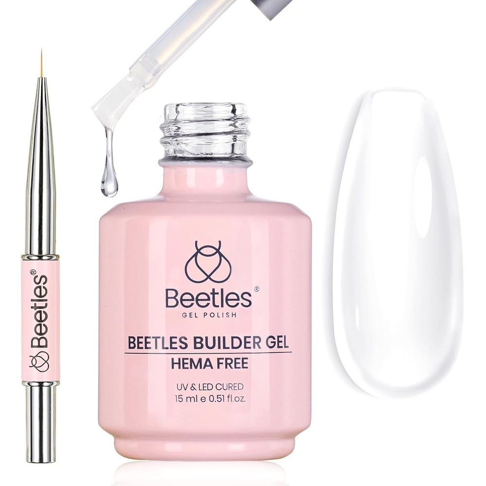 image:imageBeetles Builder Gel for Nails2 Pcs 8 in 1 UV LED Clear Buildingfor Smoothing Uneven NailsStrengtheningInstant Apex amp Extensionfor DIY Salon at HomeFriendly for BeginnerGifts for WomenA1Clear