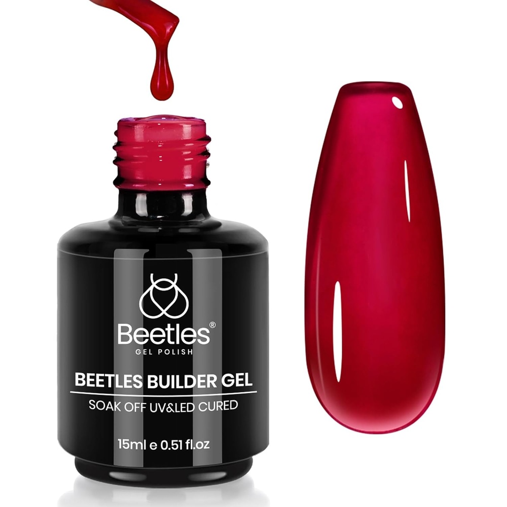 image:imageBeetles Builder Gel for Nails8 in 1 Natural Nude Translucent Color Thickening Strengthening Building Instant ApexBeginnerFriendly DIY Salon at Home UV amp LED Lamp Cured NeededA7Jelly Red