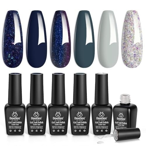 image:imageBeetles Cat Eye Gel Nail Polish Set 6 Colors Brown Purple Glitter Nude Sparkle Stunning Champagne Burgundy Gold lavender Magnetic Effect Nail U v Gel Polish Art Design Gifts for Women00Starry Nightfall