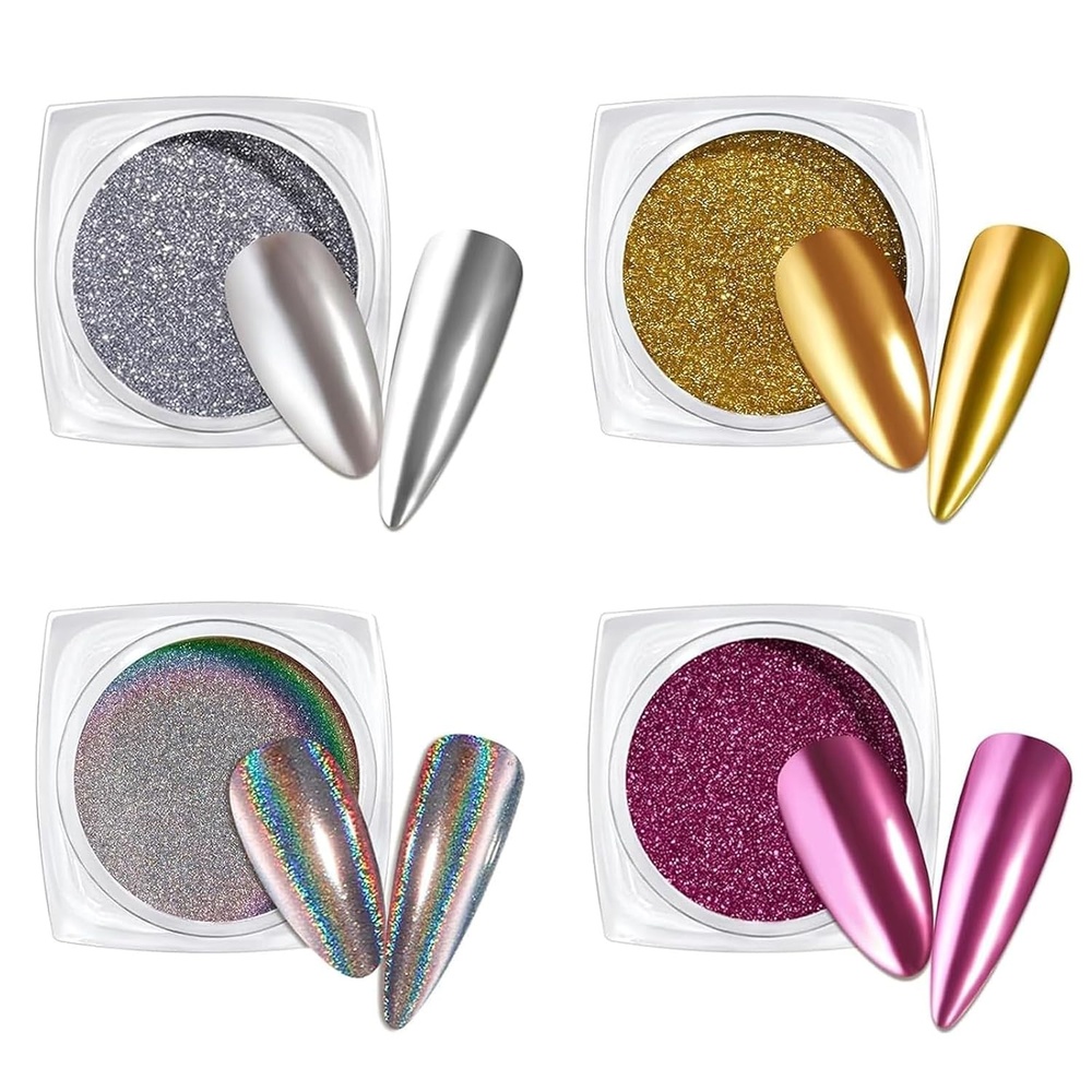 image:imageBeetles Chrome Nail Powder 2 Jars White and Purple Pearl Crome Nail Powder for Gel Nail Mirror Effect Glitter Manicure Kit Pigment Nails Art Design Gifts for WomenMirror of Soul
