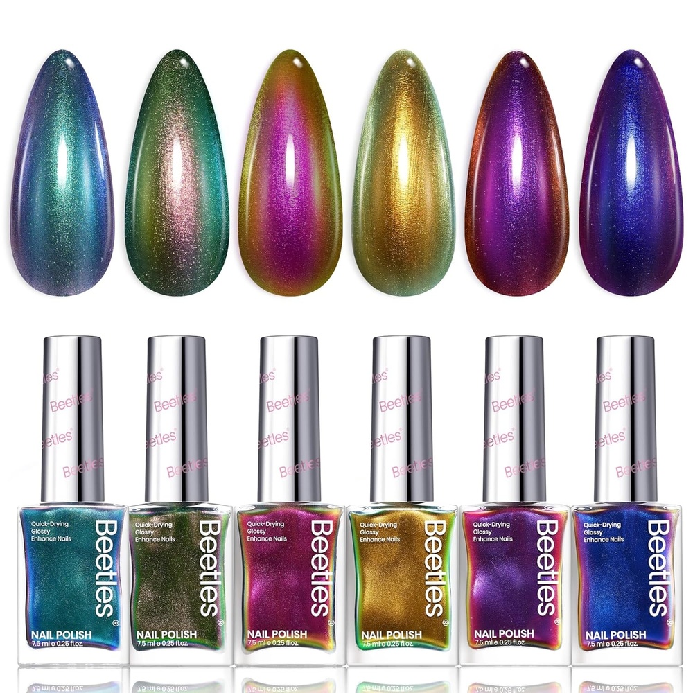image:imageBeetles Cocktails Neon Nail Polish Set 12 Colors Quick Dry Regular Polish Kit Hot Pink Green Blue Yellow Red Spring Gift for WomenHolographic Ember