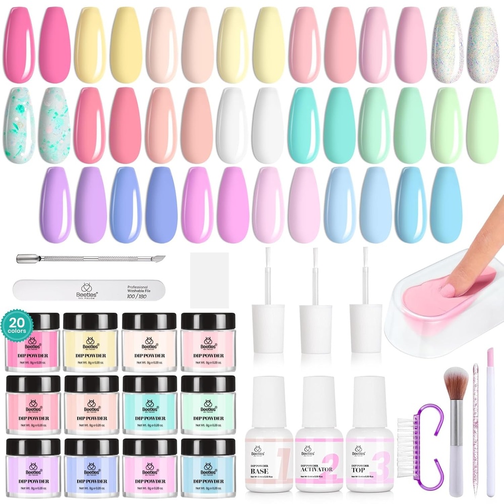image:imageBeetles Dip Powder Nail Kit Starter 40pcs 20 Colors Acrylic DipManicurePowders Includes Dipping Powder Liquid Set Nail Tools Rhinestones Beads for Summer Nail Art Lightflow Diary Collection00Dreamy Town