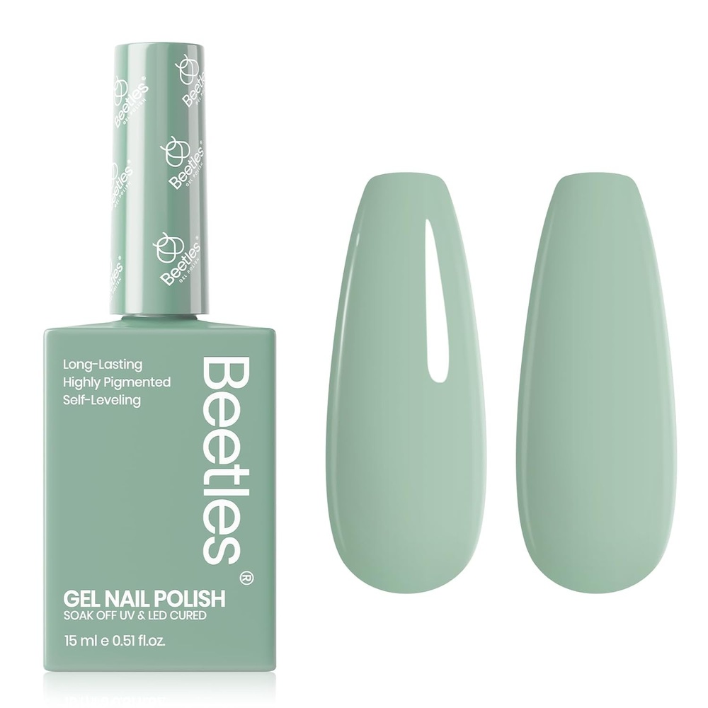 image:imageBeetles French Tip Gel Polish  Ink Snow Twins with Base Coat Top Coat 2 Colors HEMAFree Black amp White Gel Nail Polish Set Soak Off UV LED French Nail Kit Summer Nails for Beginner amp ProfessionalH  Creme Green  Misty Sage
