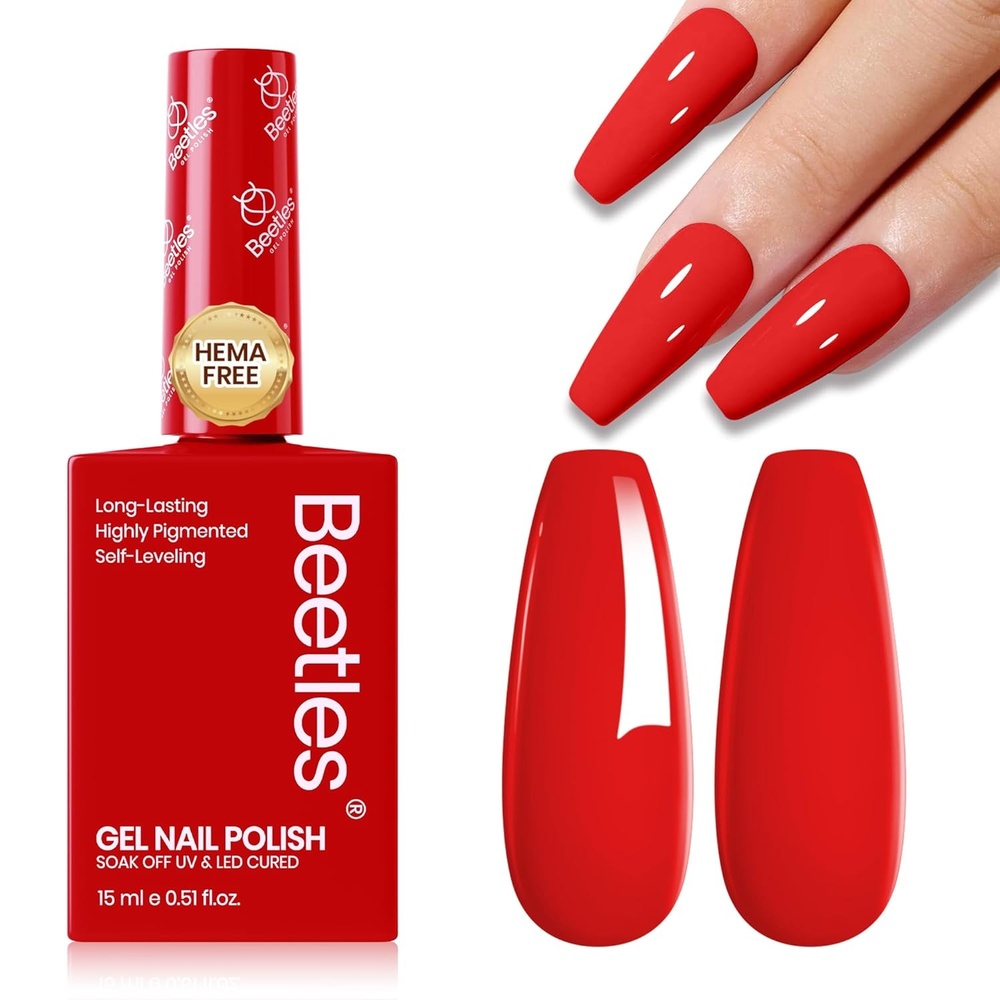 image:imageBeetles French Tip Gel Polish  Ink Snow Twins with Base Coat Top Coat 2 Colors HEMAFree Black amp White Gel Nail Polish Set Soak Off UV LED French Nail Kit Summer Nails for Beginner amp ProfessionalC  Creme Red  Daring Grace