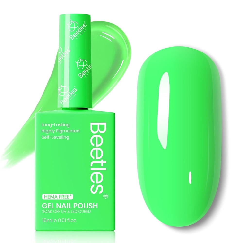 image:imageBeetles French Tip Gel Polish  Ink Snow Twins with Base Coat Top Coat 2 Colors HEMAFree Black amp White Gel Nail Polish Set Soak Off UV LED French Nail Kit Summer Nails for Beginner amp ProfessionalH  Creme Green  HemaFree Aurora Green