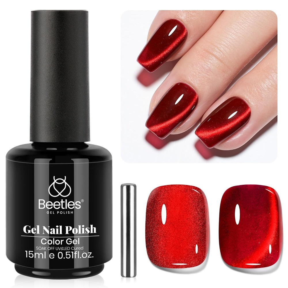 image:imageBeetles French Tip Gel Polish Set  Summer White Pink Gel Nail Polish Set 15ML Full Size Soak Off UV LED with 2 Styles Classic French Nail Art Sticker Sheets Manicure DIY Home Salon Gifts for WomenC  Glassy Red  Ruby Red