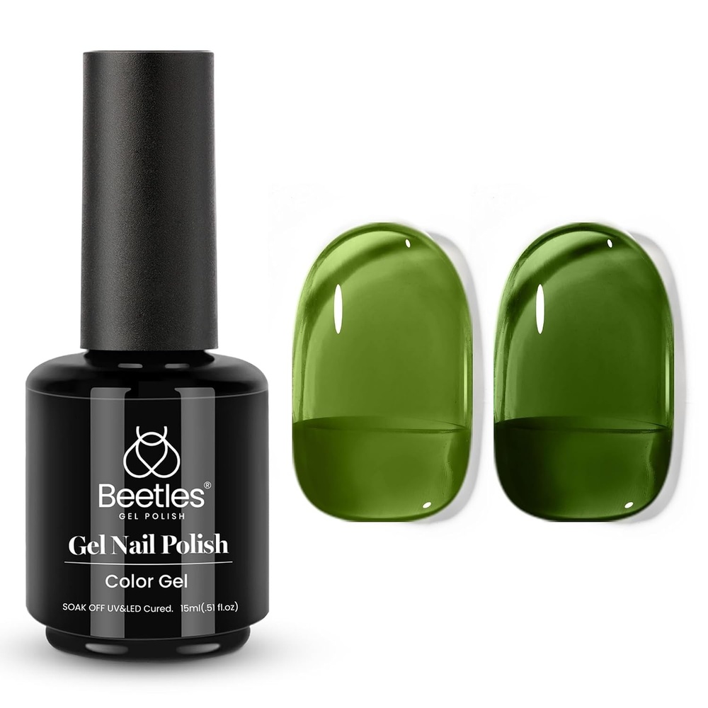 image:imageBeetles French Tip Gel Polish Set  Summer White Pink Gel Nail Polish Set 15ML Full Size Soak Off UV LED with 2 Styles Classic French Nail Art Sticker Sheets Manicure DIY Home Salon Gifts for WomenH  Sheer Green  Green Jelly