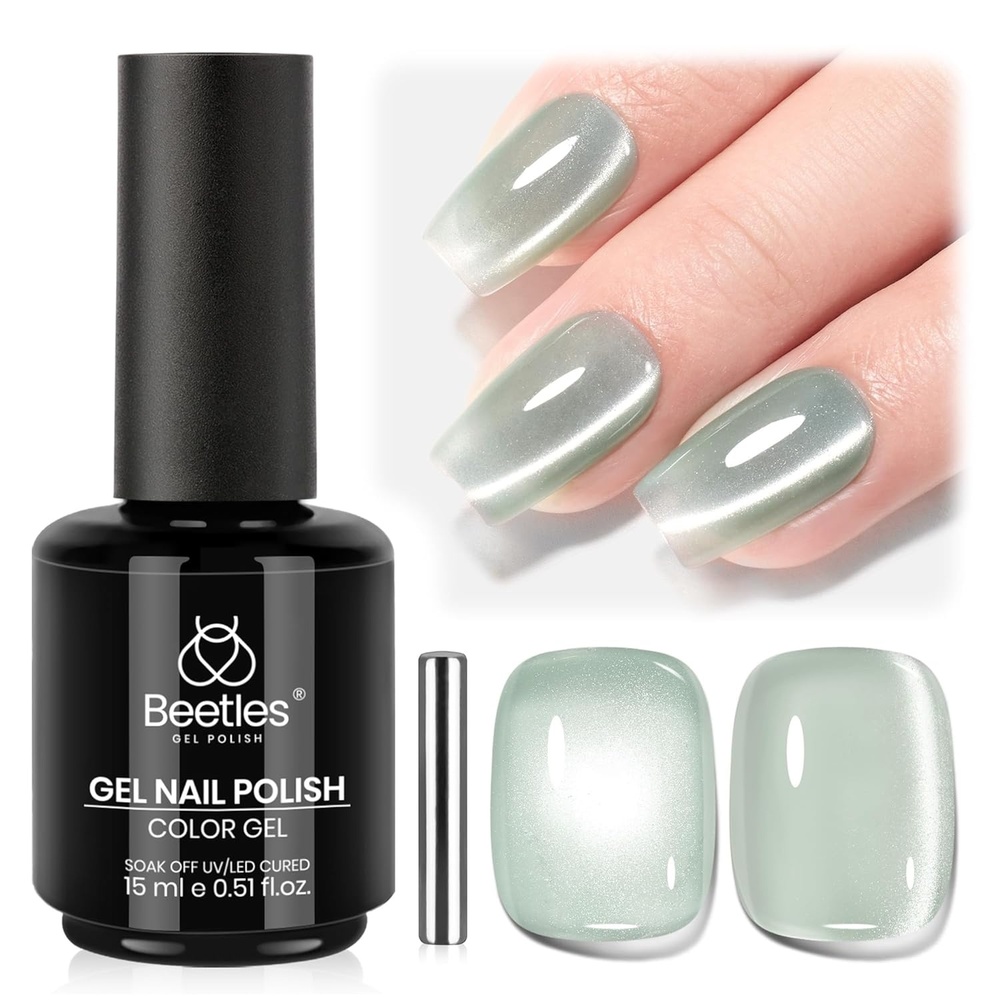 image:imageBeetles French Tip Gel Polish Set  Summer White Pink Gel Nail Polish Set 15ML Full Size Soak Off UV LED with 2 Styles Classic French Nail Art Sticker Sheets Manicure DIY Home Salon Gifts for WomenH  Glassy Green  Misty Green