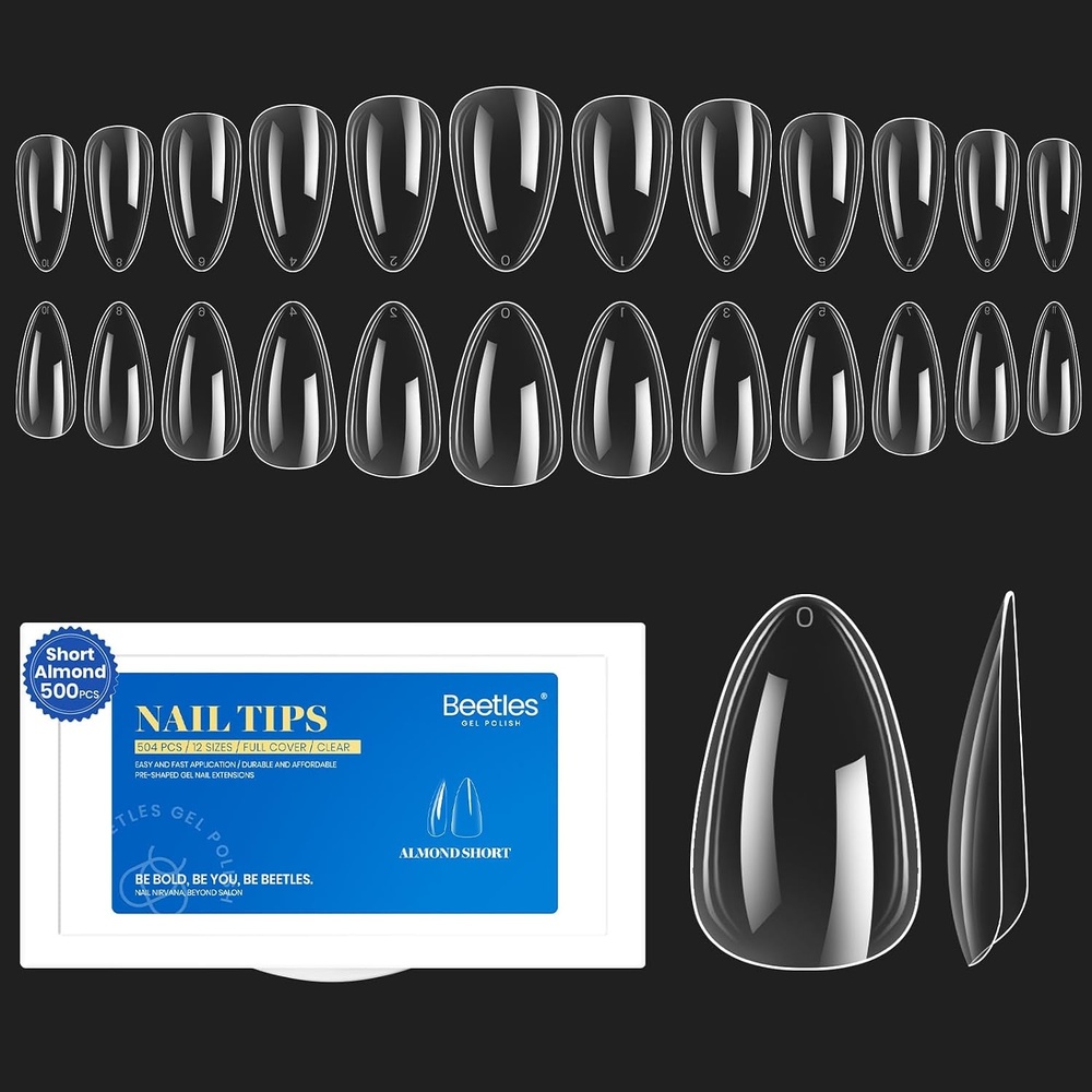 image:imageBeetles Gel Nail Kit Almond500Pcs Gel Nails Tip Easy Extension Set Short Almond Shape 9 In 1 Nail Glue Extension Set Uv Led Lamp Acrylic False Tips Kit DIY Nails Art Gifts for Women32Almond Short 504pcs Clear Nail Tips