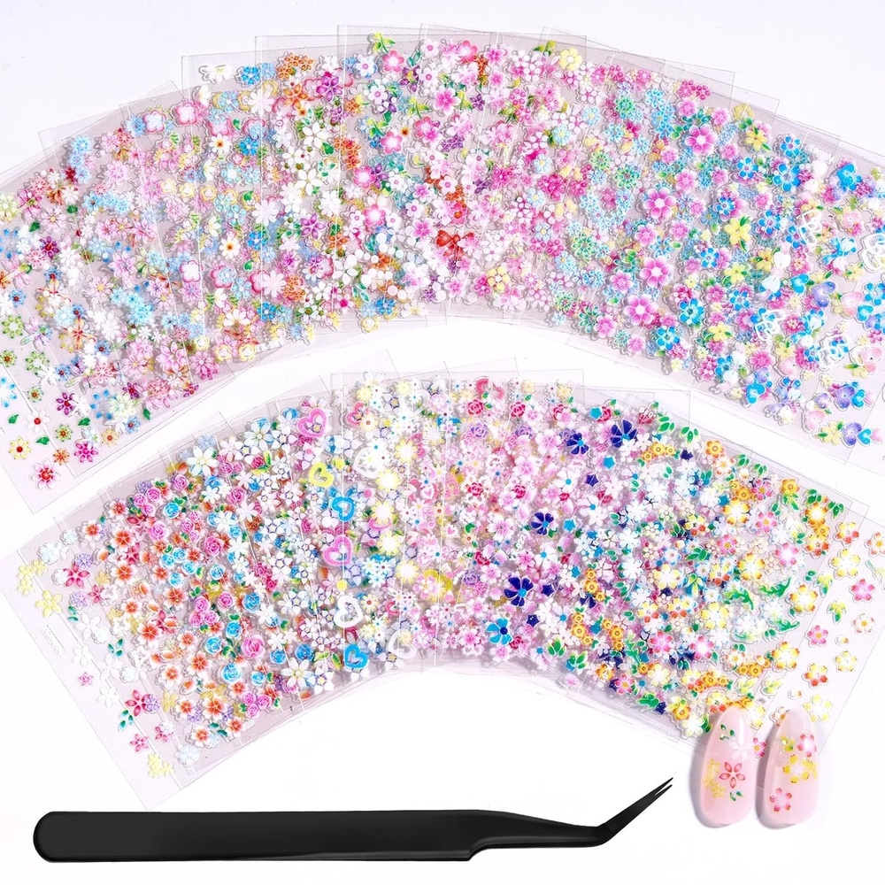 image:imageBeetles Gel Polish Nail Art Brushes Set 6 Pcs Fingernail Art Design Pen Floral Pattern Handle Gradient Bristles Nail Brush Set DIY with Palette Dotting Manicure Tool KitFlower Stickers