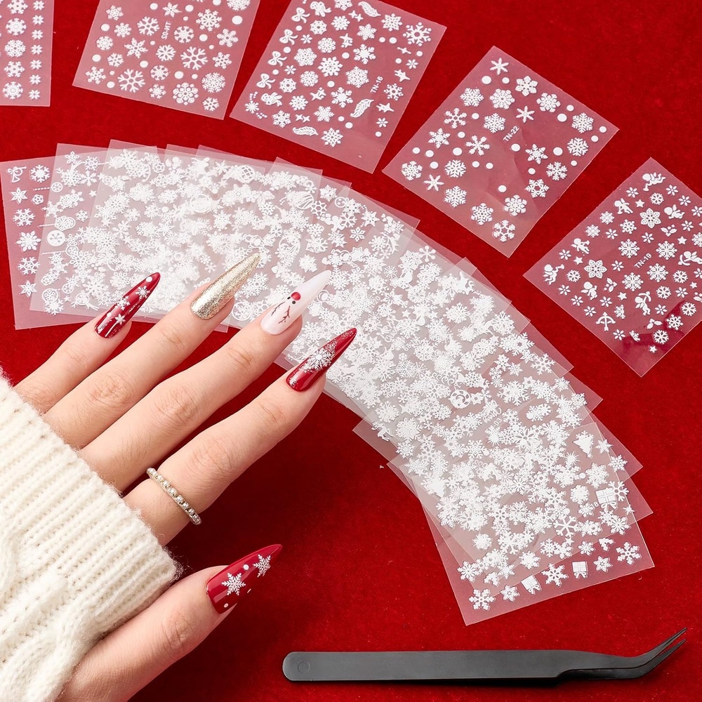 image:imageBeetles Gel Polish Nail Art Brushes Set 6 Pcs Fingernail Art Design Pen Floral Pattern Handle Gradient Bristles Nail Brush Set DIY with Palette Dotting Manicure Tool KitSnowflake Stickers