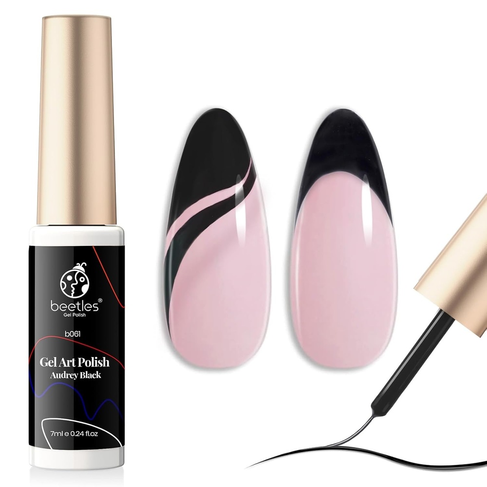 image:imageBeetles Nail Art Brushes 1pcs Liner Brush Size 15mm Painting Art Design Manicure Pen Detachable Handle and Protect Cap Professional Nail Tools for Lines Details Fine DrawingGel Black