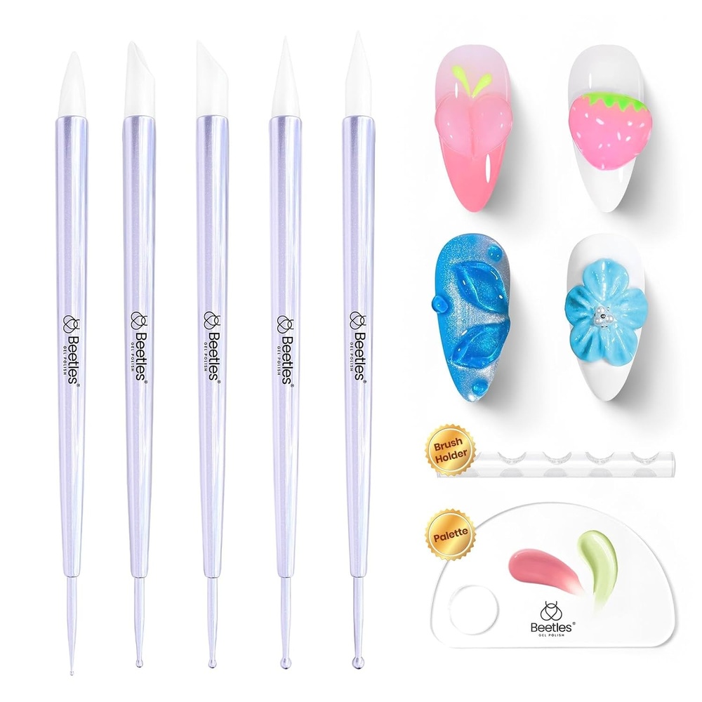 image:imageBeetles Nail Art Brushes Clean Up Brush Gel Polish Nail Art Design Pen Painting Tools Fingernail Brush Nail Cleaning Brush Nail Art Liner Brush and Nail Dotting Pen Salon Diy at HomeNail Art Sculpture Pen 5 Pcs