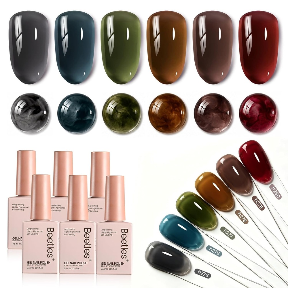 image:imageBeetles Nude Gel Polish Set  Symphony 6 Colors Neutral Pink Brown Glitter Skin tone Shades Soak Off UV LED Manicure Kit DIY Art Design Gift for Women000Natural Coda