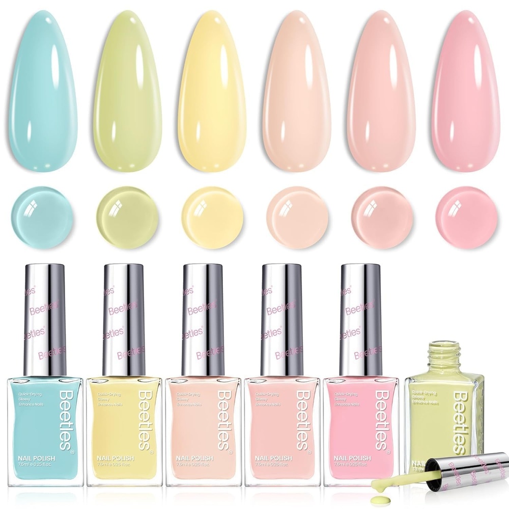 image:imageBeetles Pearl Nail Polish Set Mermaid Glow 6 Colors Shimmer Pearl Pink Purple Quick Dry Nail Polish Long Lasting DIY Manicure Gift for Girls Women Nail Strengthener Polish0Pistachio Whispers