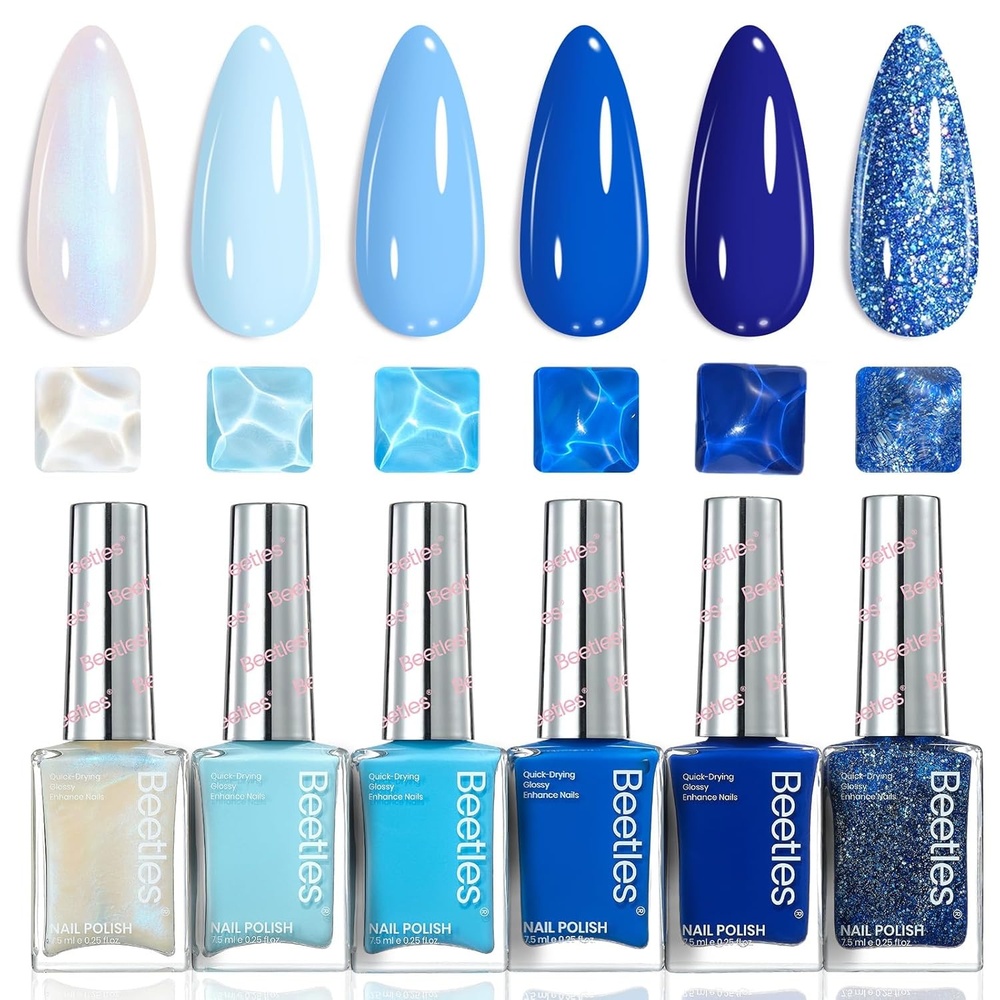 image:imageBeetles Pearl Nail Polish Set Mermaid Glow 6 Colors Shimmer Pearl Pink Purple Quick Dry Nail Polish Long Lasting DIY Manicure Gift for Girls Women Nail Strengthener Polish0Ocean Starlight