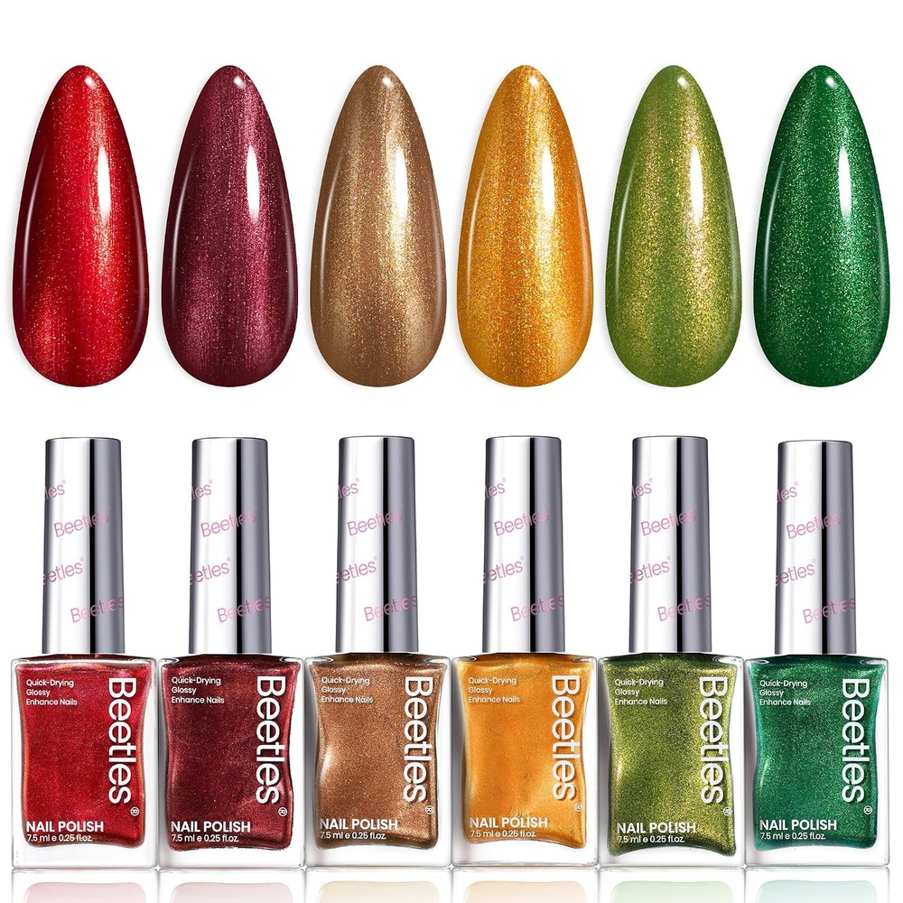 image:imageBeetles Pearl Nail Polish Set Mermaid Glow 6 Colors Shimmer Pearl Pink Purple Quick Dry Nail Polish Long Lasting DIY Manicure Gift for Girls Women Nail Strengthener PolishGlamour Era Glitter