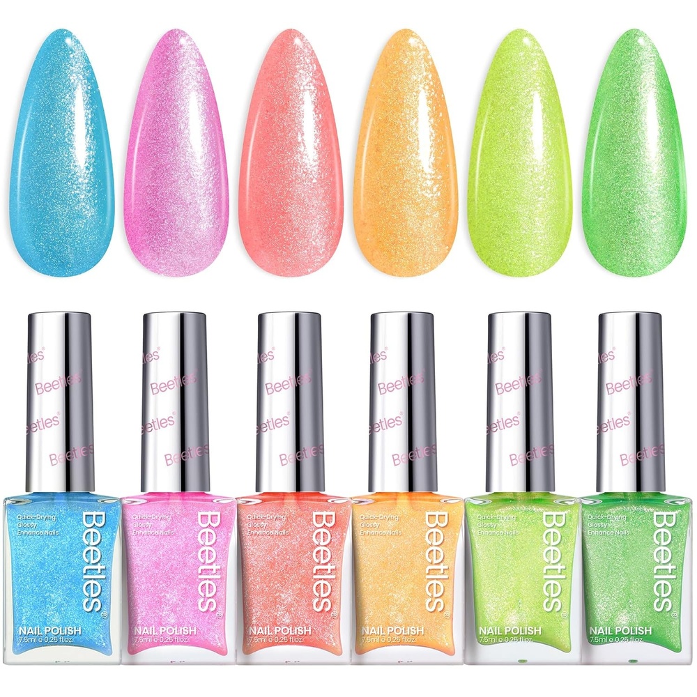 image:imageBeetles Pearl Nail Polish Set Mermaid Glow 6 Colors Shimmer Pearl Pink Purple Quick Dry Nail Polish Long Lasting DIY Manicure Gift for Girls Women Nail Strengthener PolishNeon Fever