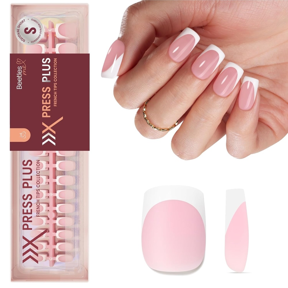 image:imageBeetles Press On Nail KitShort Square French Tip Press On Nails 150Pcs Pink French Nail Tips with Nail Glue amp Remover Builder Top Coat Nail Lamp AllinOne DIY Fake Nails Gift for Women1Short Squaval