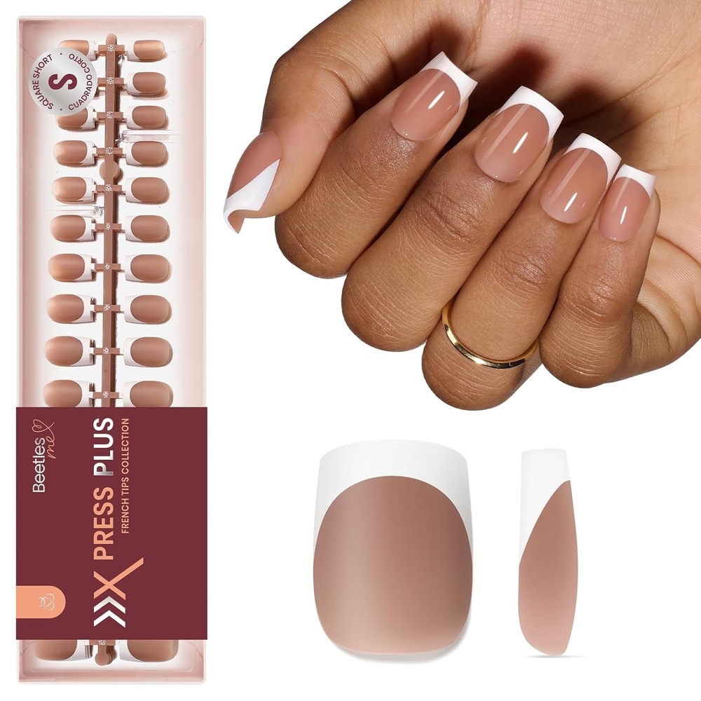 image:imageBeetles Press On Nail KitShort Square French Tip Press On Nails 150Pcs Pink French Nail Tips with Nail Glue amp Remover Builder Top Coat Nail Lamp AllinOne DIY Fake Nails Gift for Women4Short Square