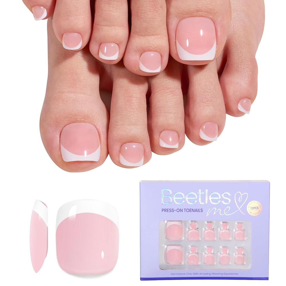 image:imageBeetles Press on Nails Kit 720Pcs 24 Colors Short Almond Press on Nail Glossy Matte Glitter with Nail Glue amp Nail Tabs Stickers Natural Fit Lightweight Fake Nails Kit Art for Women GirlsOS SquovalPink French Tip ToeNail