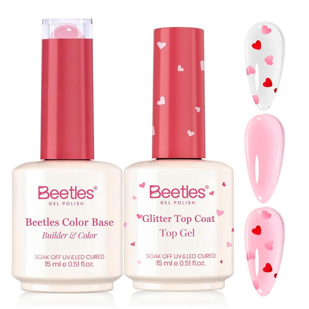 image:imageBeetles Rubber Base Gel Nail Polish 6 Colors Nude Gel Polish Pink Peach Neutral Sheer French Tips Base Colors for Nails Flexible U V LED Soak Off for DIY Home Manicure Nail Gifts01Clear 2 PCS Color Builder BaseGlitter Top Coat