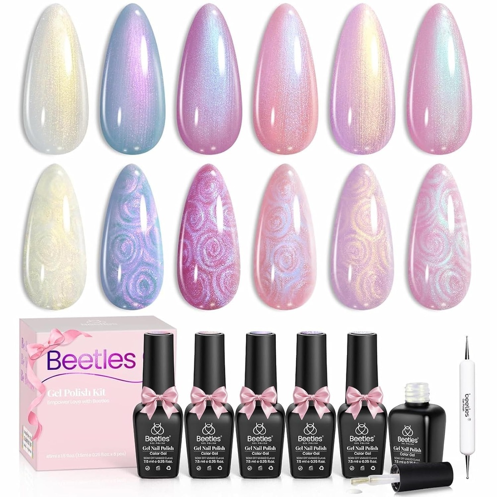image:imageBeetles Spring Gel Nail Polish Set  6 Colors Pink Gel Polish Nail Kit Red Nude White Glitter Color Gel in Love Collection Soak Off Uv LED Nail Lamp Gift for Women amp Girls00Pearl Gel Polish