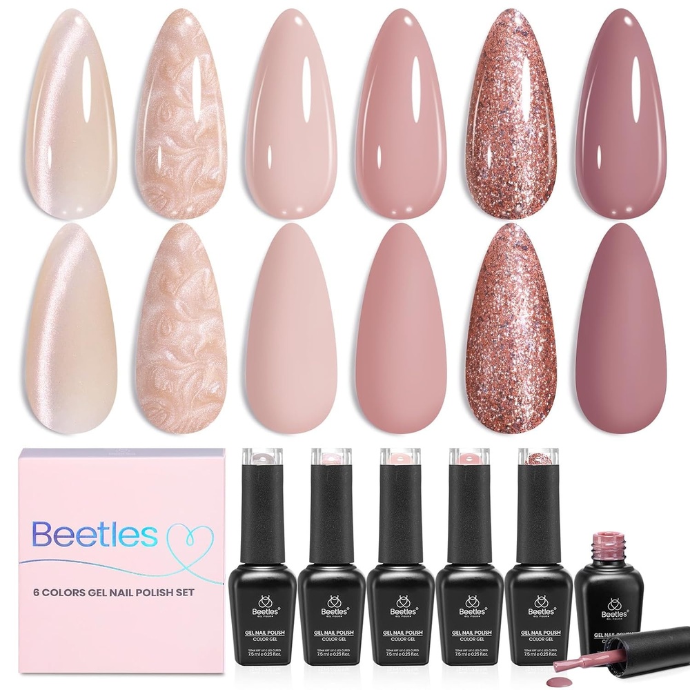 image:imageBeetles Spring Gel Nail Polish Set  6 Colors Pink Gel Polish Nail Kit Red Nude White Glitter Color Gel in Love Collection Soak Off Uv LED Nail Lamp Gift for Women amp GirlsSofttoned Tulle