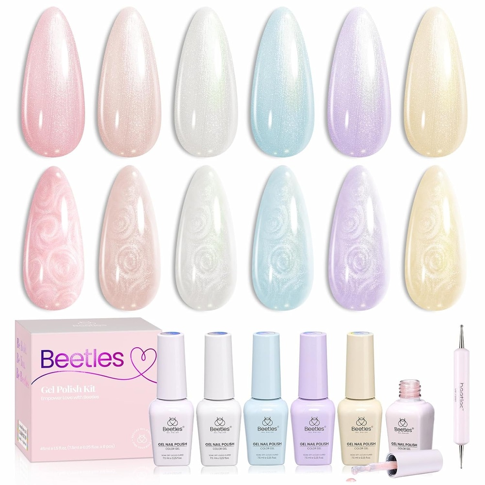 image:imageBeetles Summer Voyage Neon Gel Nail Polish Set  9ML 6 Colors Specials Jelly Gel Nail Polish Kit Sheer Gel with Sticker Nail Accessories Soak Off UV Salon DIY at Home Manicure Gift for WomenCreamy Twist