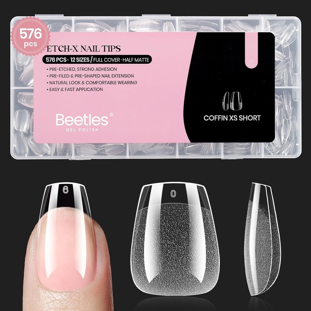 image:imageBeetles Super Strong Nail Glue 10g for Press On Nails No UV Lamp Needed Quick Drying Long Lasting Easy Control Semi Solid Nail Glue for False Acrylic Nails31Coffin Extra Short 576pcs Etch X Nail Tips