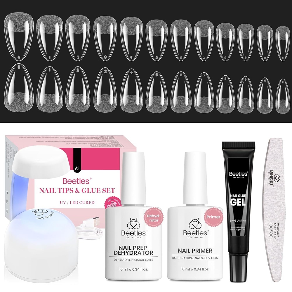 image:imageBeetles Super Strong Nail Glue 10g for Press On Nails No UV Lamp Needed Quick Drying Long Lasting Easy Control Semi Solid Nail Glue for False Acrylic Nails011Almond Short 576pcs EtchX Nail Kit