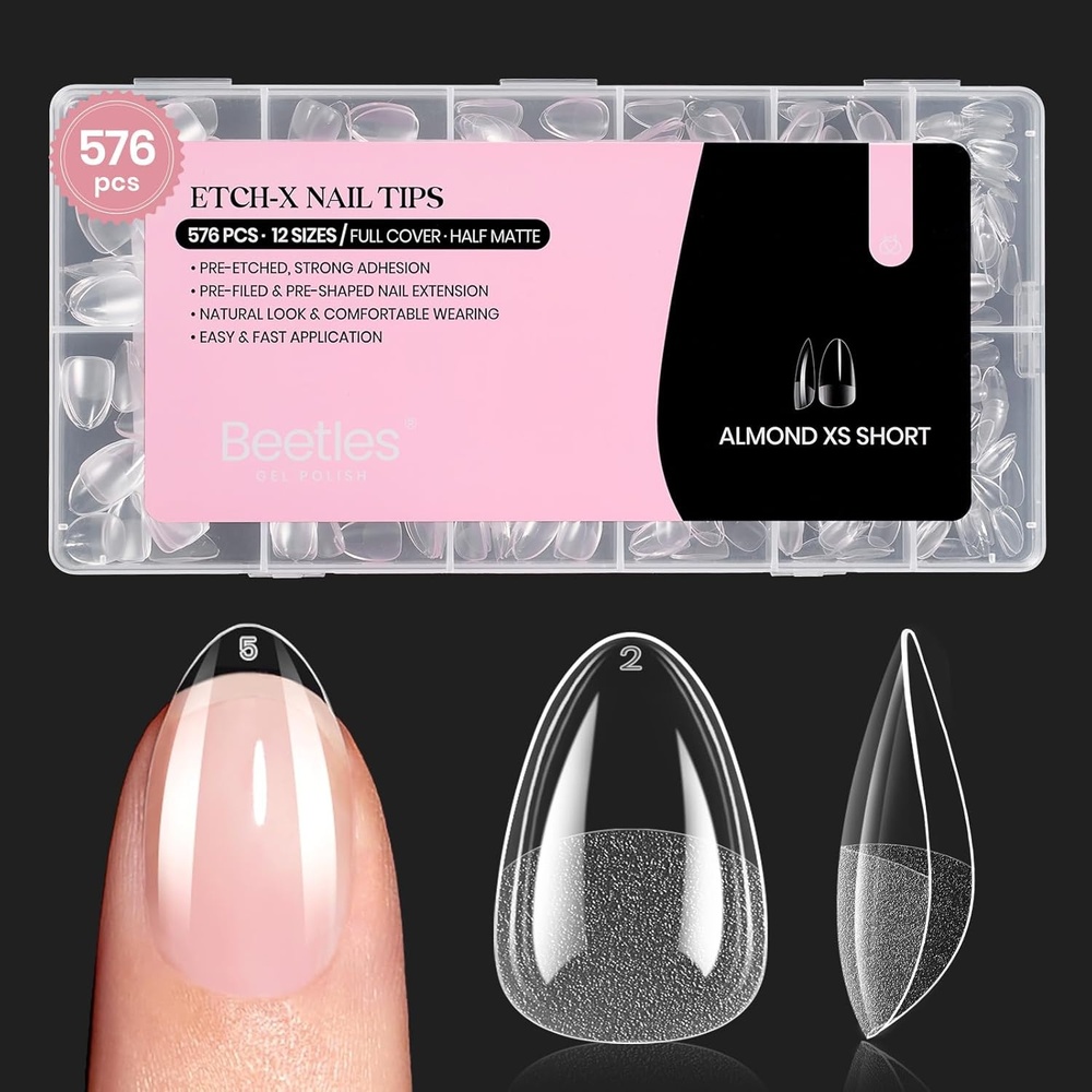 image:imageBeetles Super Strong Nail Glue 10g for Press On Nails No UV Lamp Needed Quick Drying Long Lasting Easy Control Semi Solid Nail Glue for False Acrylic Nails21Almond Extra Short 576pcs Etch X Nail Tips