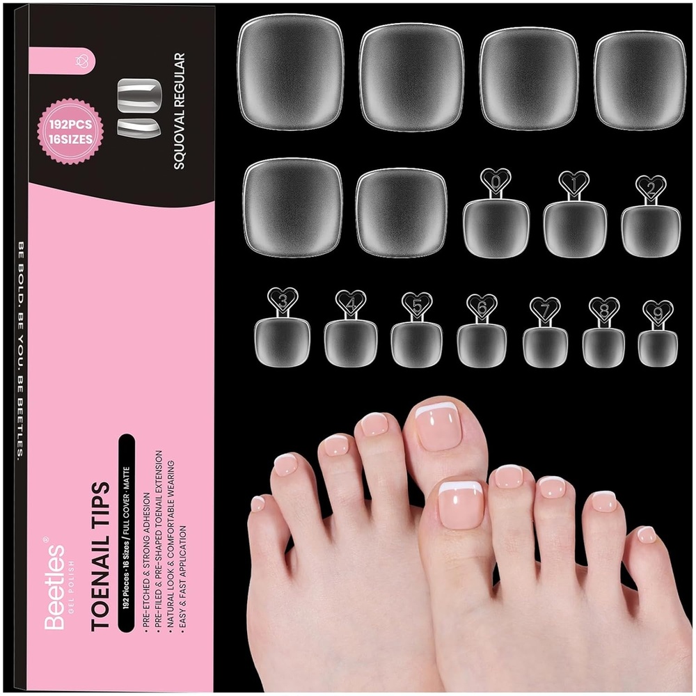 image:imageBeetles Super Strong Nail Glue 10g for Press On Nails No UV Lamp Needed Quick Drying Long Lasting Easy Control Semi Solid Nail Glue for False Acrylic Nails62Square Short 192pcs Toe Nail Tips