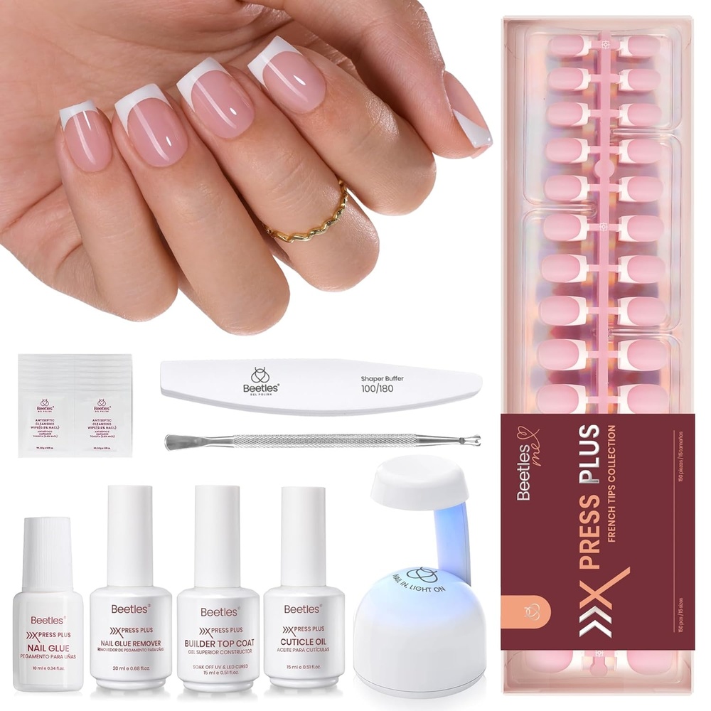 image:imageBeetles Super Strong Nail Glue for Press On Nails No UV Light Needed 2Pcs 10g Quick Drying Semi Solid Nail Glue Strong Hold for False amp Acrylic Nails02S SquareGlow French Kit