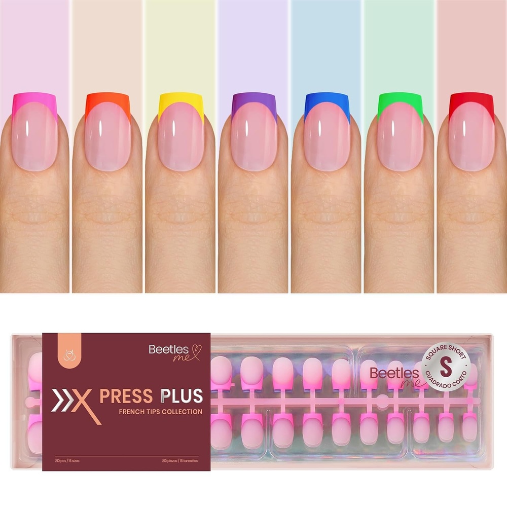 image:imageBeetles Super Strong Nail Glue for Press On Nails No UV Light Needed 2Pcs 10g Quick Drying Semi Solid Nail Glue Strong Hold for False amp Acrylic Nails09S SquareRainbow French