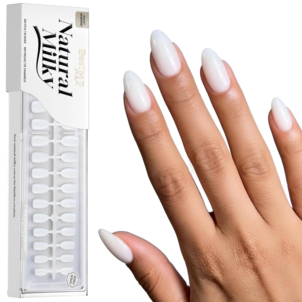 image:imageBeetles Super Strong Nail Glue for Press On Nails No UV Light Needed 2Pcs 10g Quick Drying Semi Solid Nail Glue Strong Hold for False amp Acrylic NailsBShort Almond  Natural Milky White