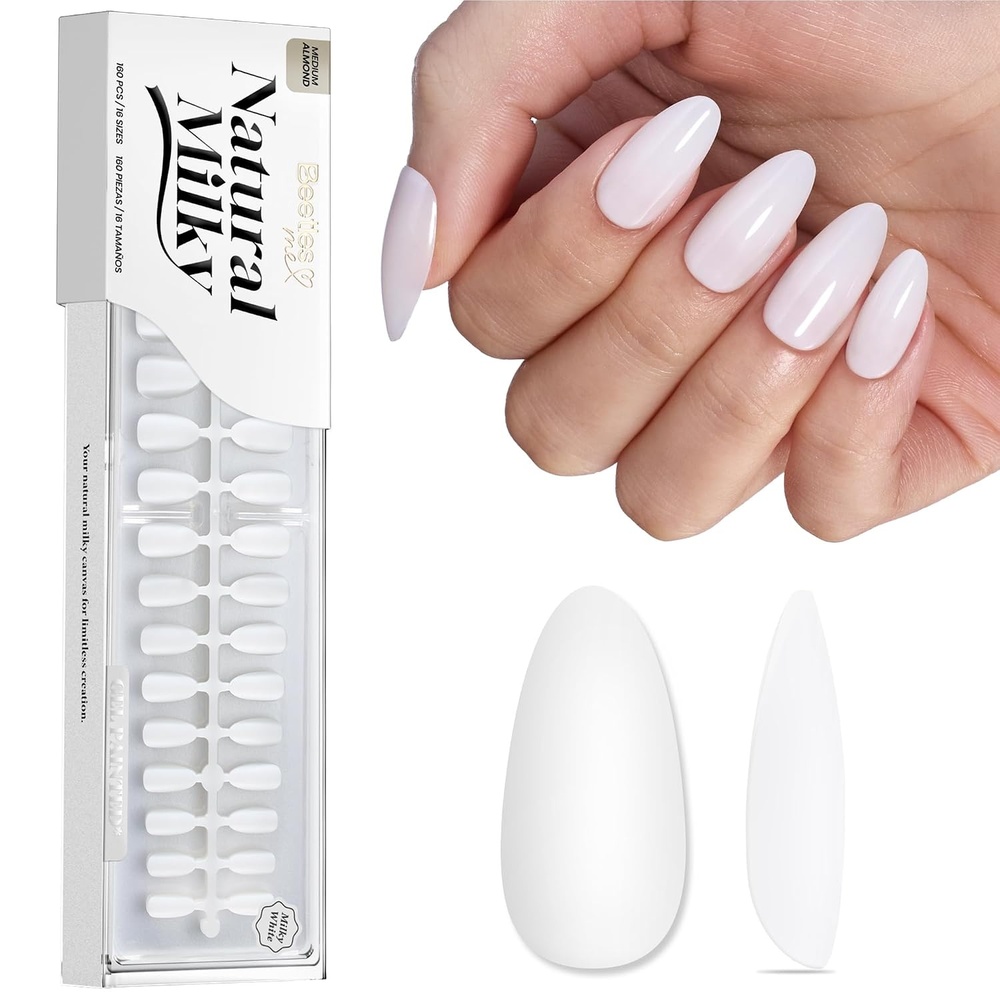image:imageBeetles Super Strong Nail Glue for Press On Nails No UV Light Needed 2Pcs 10g Quick Drying Semi Solid Nail Glue Strong Hold for False amp Acrylic NailsEMedium Almond  Natural Milky White
