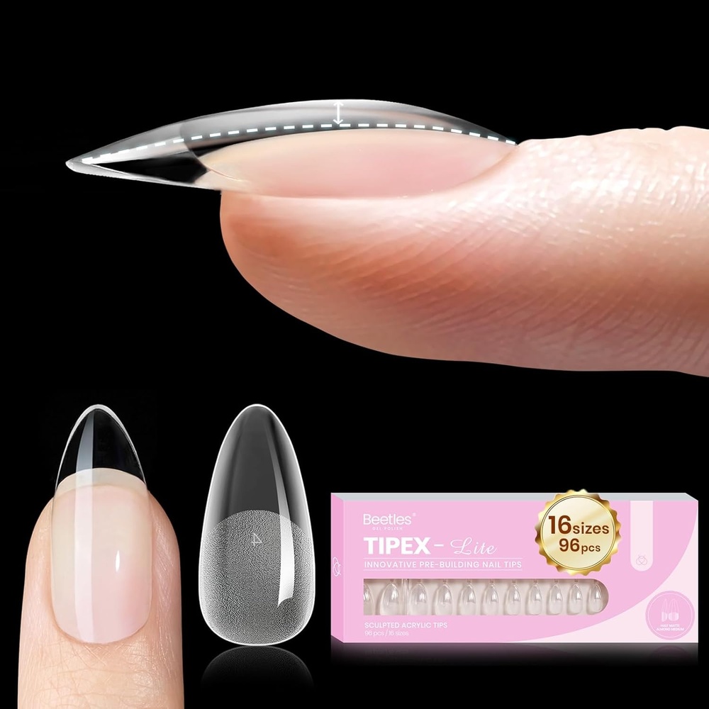 image:imageBeetles Tipex Lite Instant Apex Nail Tips Medium Stiletto No Builder Gel Needed 16 Sizes 0014 for DIY Salonlook Extensions0BTipex LiteAlmond Medium 96pcs