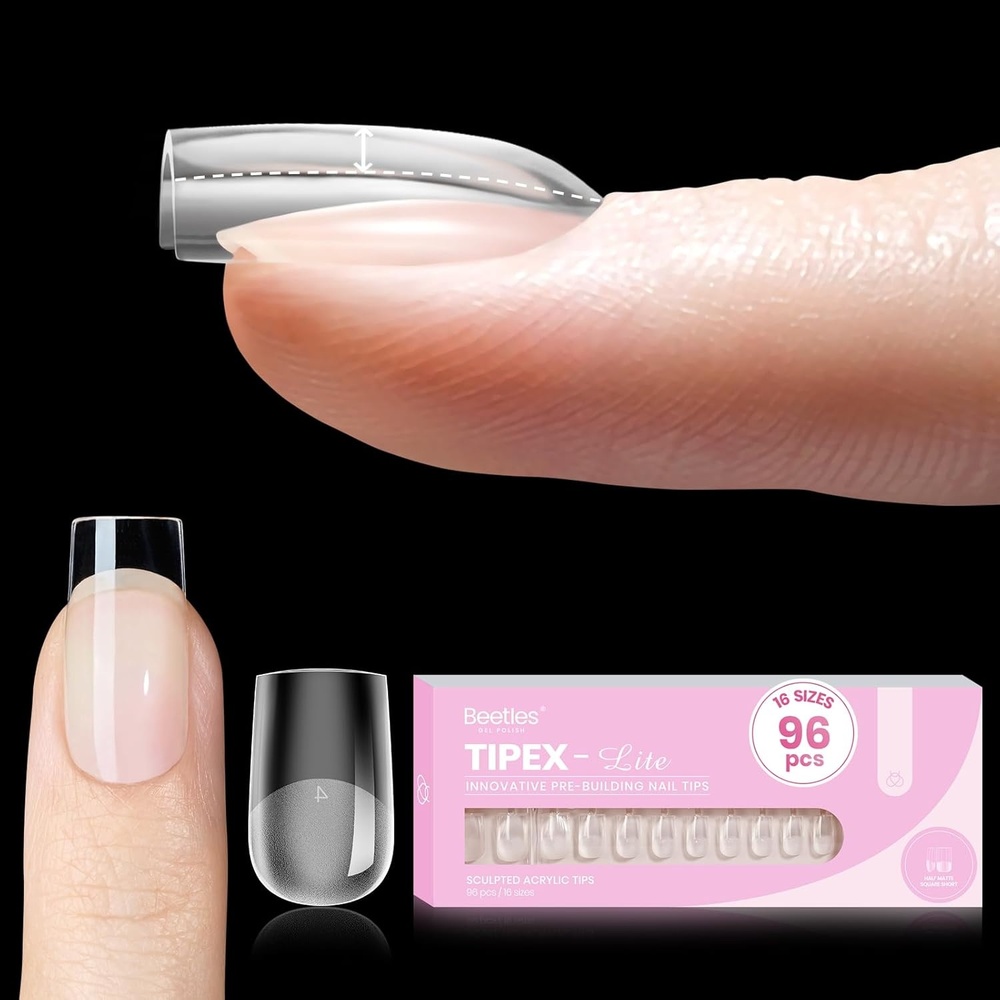 image:imageBeetles Tipex Lite Instant Apex Nail Tips Medium Stiletto No Builder Gel Needed 16 Sizes 0014 for DIY Salonlook Extensions0ETipex LiteSquare Short 96pcs