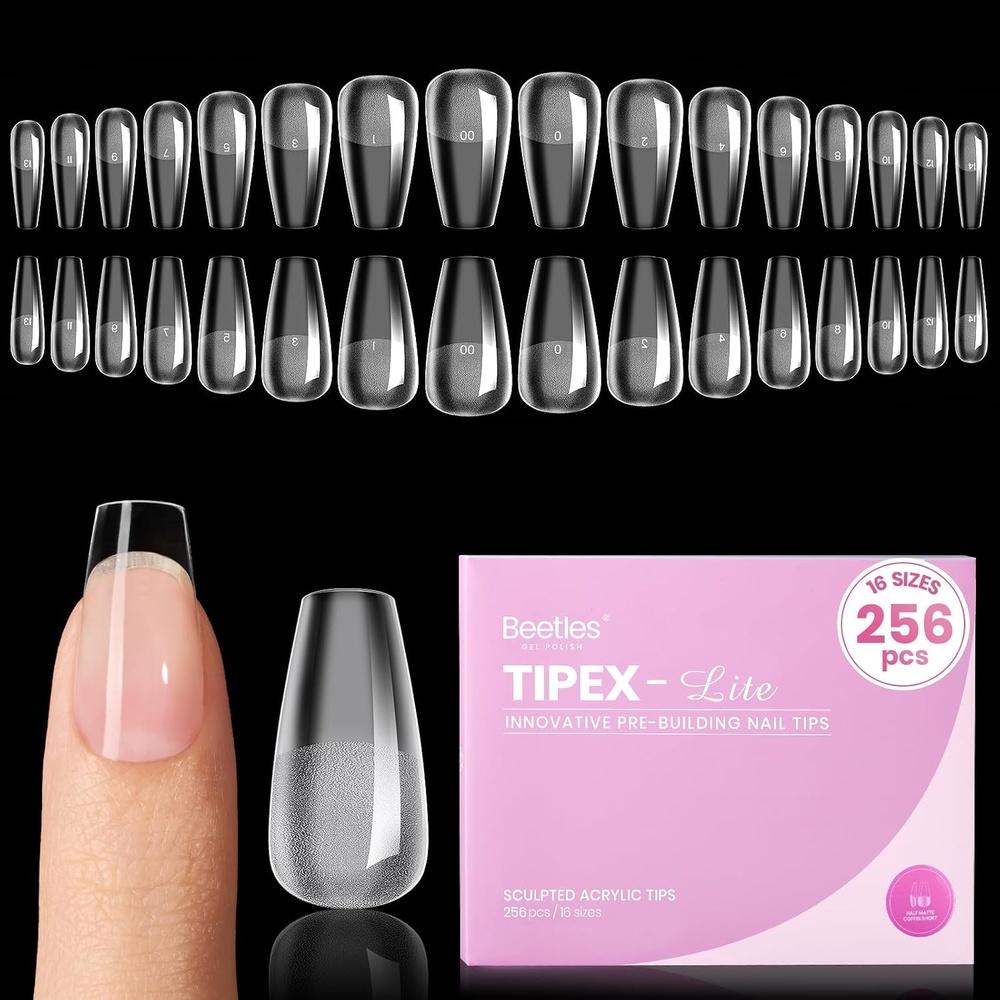 image:imageBeetles Tipex Lite Instant Apex Nail Tips Medium Stiletto No Builder Gel Needed 16 Sizes 0014 for DIY Salonlook Extensions2GTipex LiteCoffin Short 256pcs
