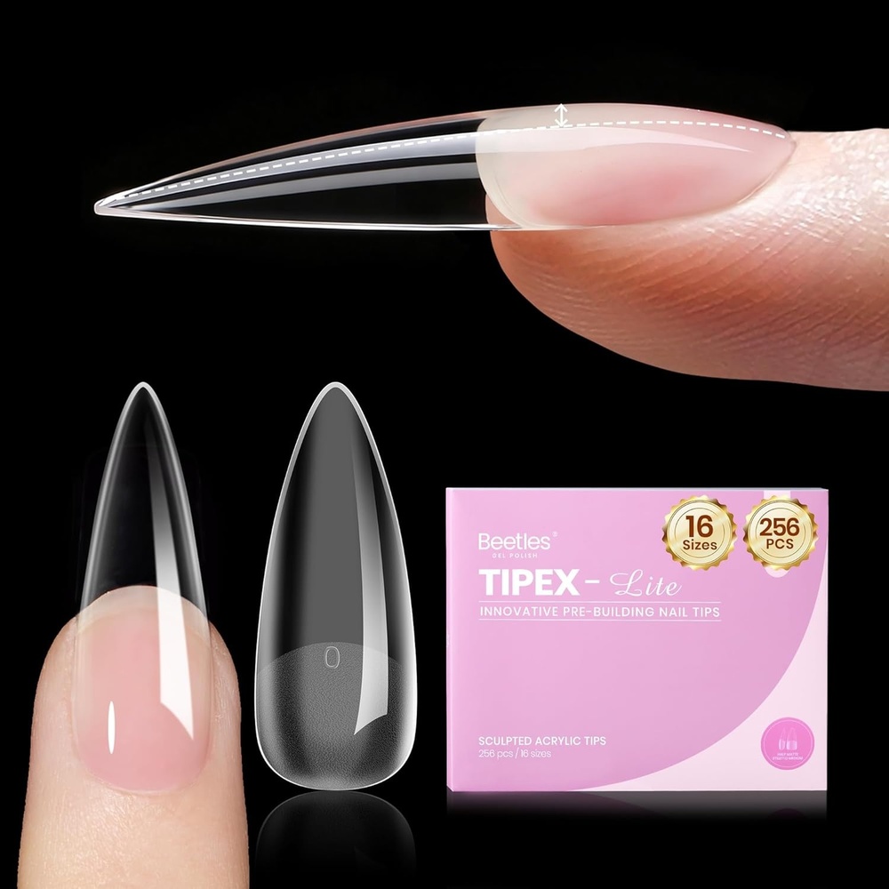 image:imageBeetles Tipex Lite Instant Apex Nail Tips Medium Stiletto No Builder Gel Needed 16 Sizes 0014 for DIY Salonlook Extensions2KTipex LiteStiletto Long 256pcs