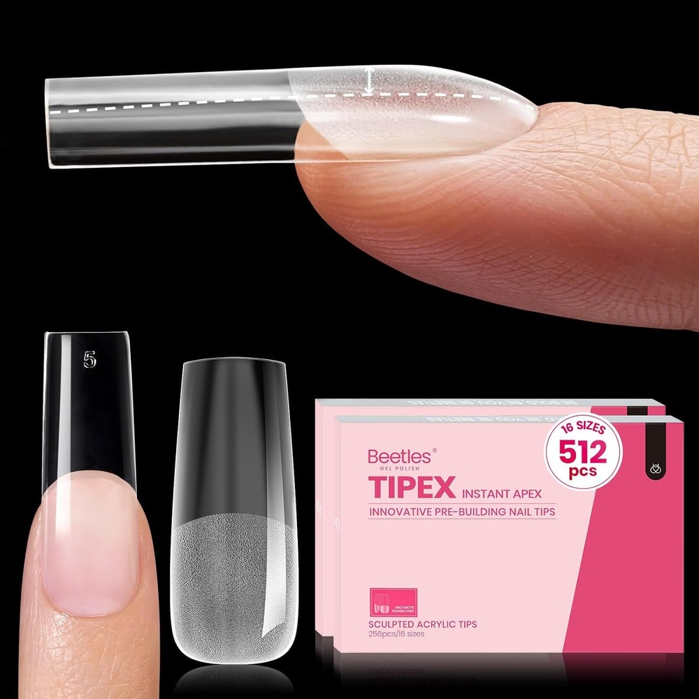 image:imageBeetles Tipex Nail Glue Gel 2 Pcs 20g Super Strong HandsFree Solid Nail Glue for Tipex Instant Apex Nail Tips Professional BeginnerFriendly U V Light Required1ESquare Long 512pcs Tipex Nail Tips