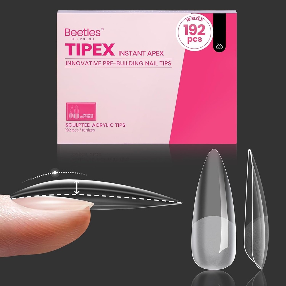 image:imageBeetles Tipex Nail Glue Gel 2 Pcs 20g Super Strong HandsFree Solid Nail Glue for Tipex Instant Apex Nail Tips Professional BeginnerFriendly U V Light Required0IStiletto Long 192pcs Tipex Nail Tips