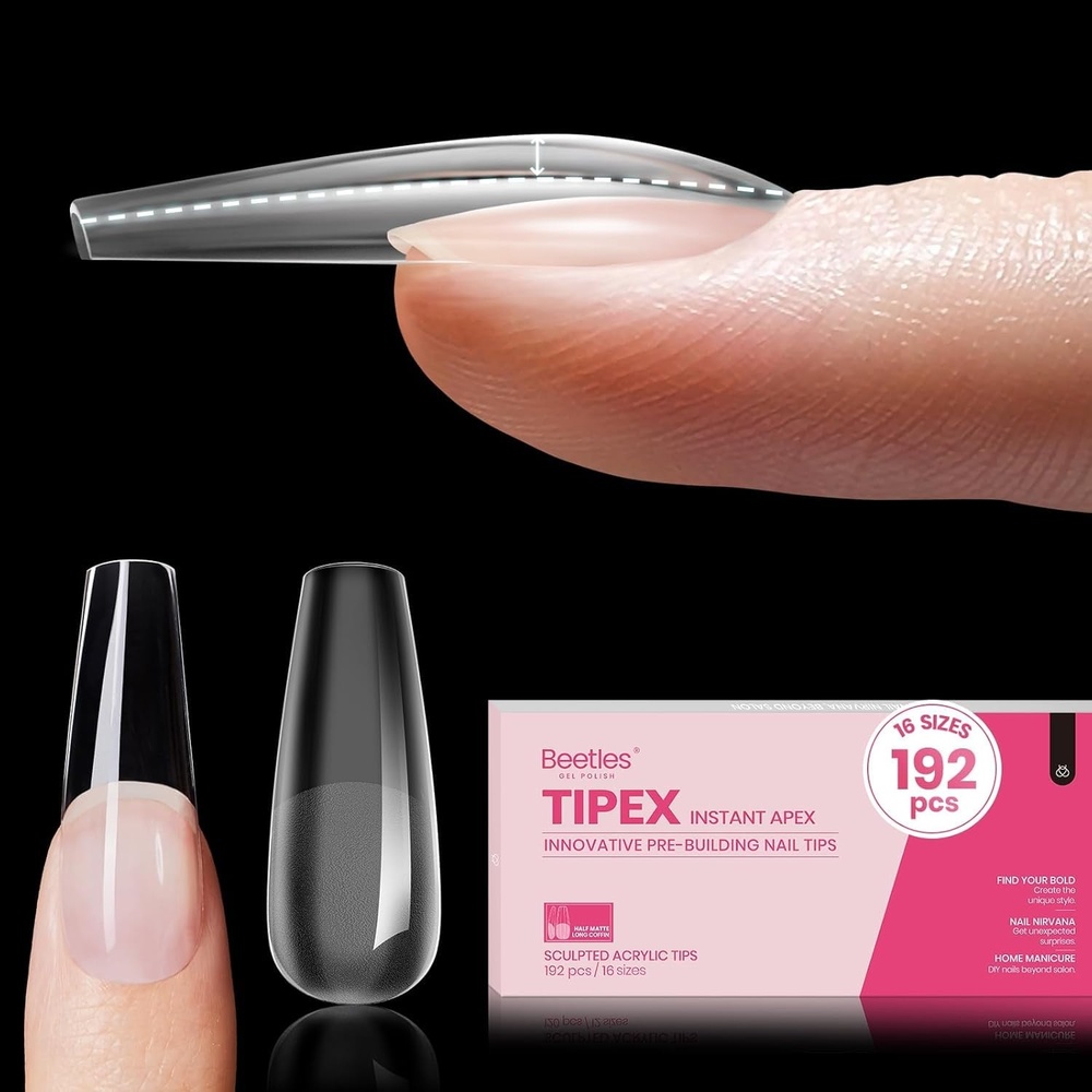 image:imageBeetles Tipex Nail Glue Gel 2 Pcs 20g Super Strong HandsFree Solid Nail Glue for Tipex Instant Apex Nail Tips Professional BeginnerFriendly U V Light Required0LCoffin Long 192pcsTipex Nail Tips