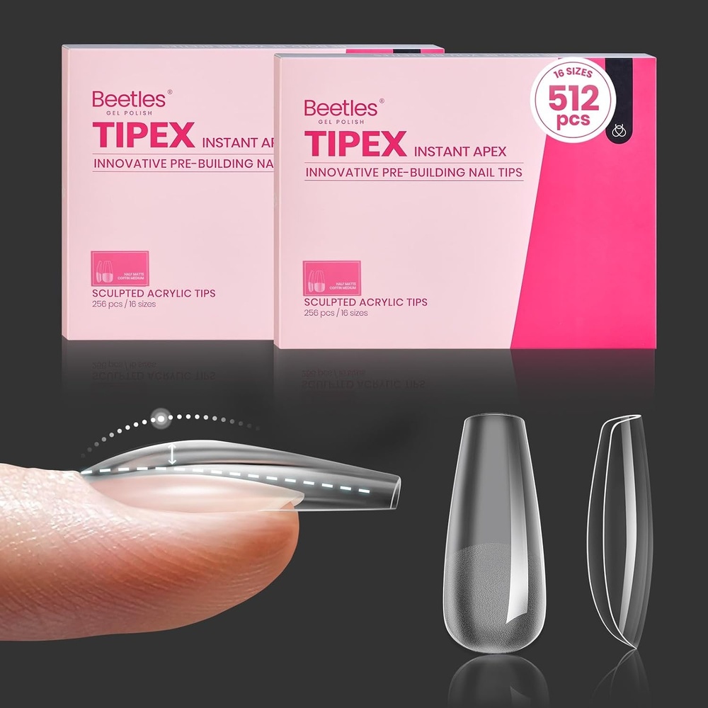 image:imageBeetles Tipex Nail Glue Gel 2 Pcs 20g Super Strong HandsFree Solid Nail Glue for Tipex Instant Apex Nail Tips Professional BeginnerFriendly U V Light Required1JCoffin Medium 512pcs Tipex Nail Tips