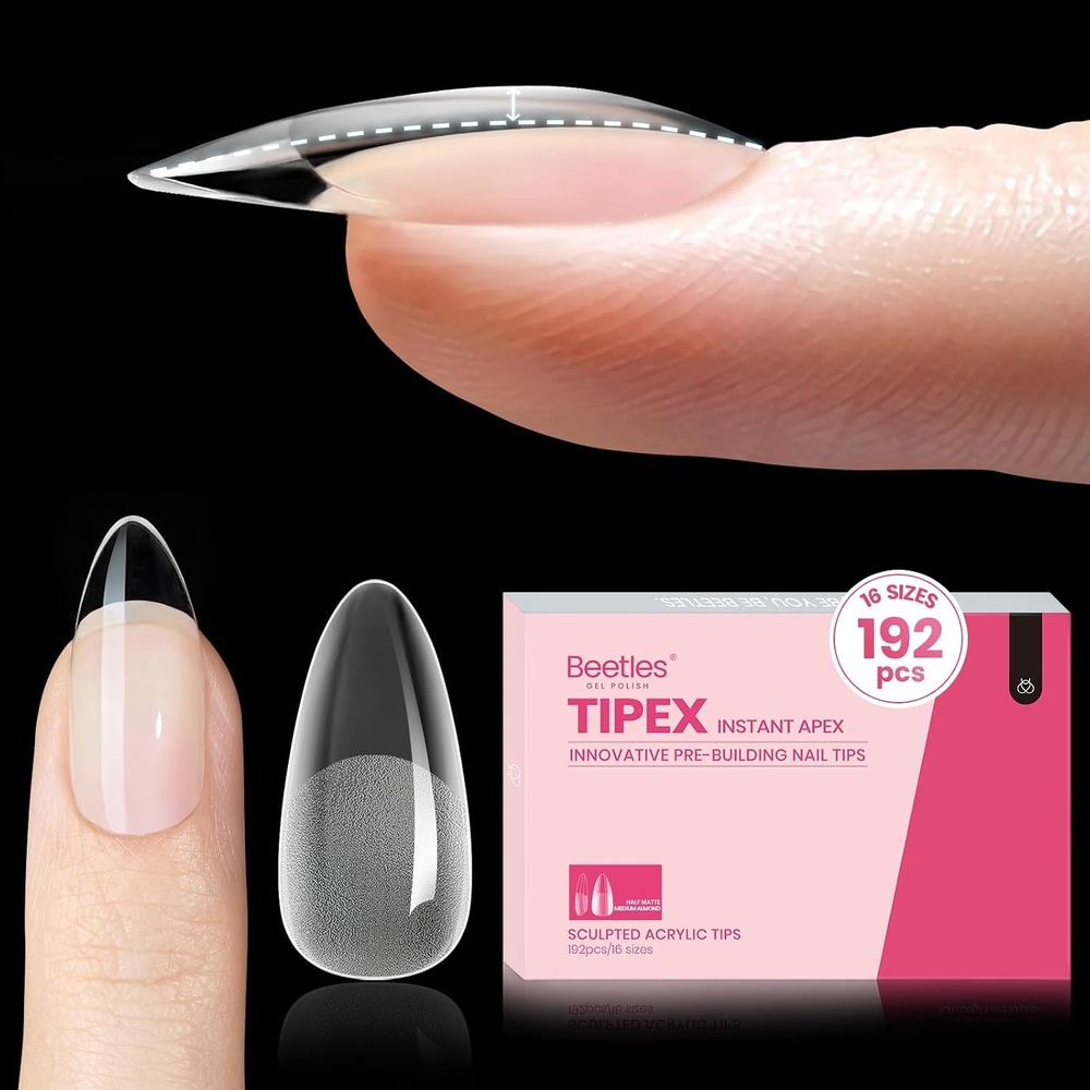 image:imageBeetles Tipex Nail Glue Gel 2 Pcs 20g Super Strong HandsFree Solid Nail Glue for Tipex Instant Apex Nail Tips Professional BeginnerFriendly U V Light Required0AAlmond Medium 192pcs Tipex Nail Tips