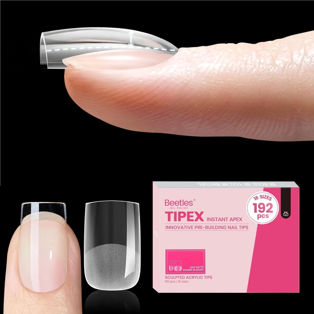 image:imageBeetles Tipex Nail Glue Gel 2 Pcs 20g Super Strong HandsFree Solid Nail Glue for Tipex Instant Apex Nail Tips Professional BeginnerFriendly U V Light Required0H Extra Short Square 192 Pcs Tipex Nail Tips