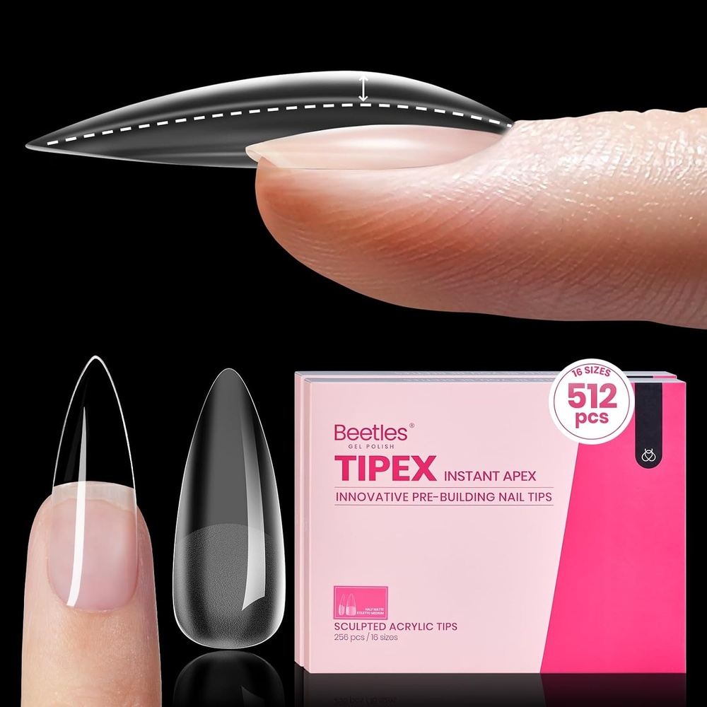 image:imageBeetles Tipex Nail Glue Gel 2 Pcs 20g Super Strong HandsFree Solid Nail Glue for Tipex Instant Apex Nail Tips Professional BeginnerFriendly U V Light Required1BStiletto Medium 512pcs Tipex Nail Tips