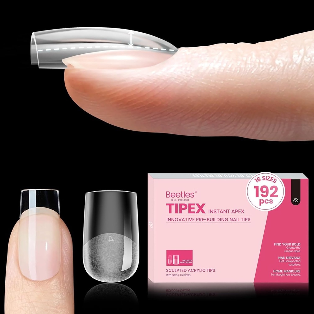 image:imageBeetles Tipex Nail Glue Gel 2 Pcs 20g Super Strong HandsFree Solid Nail Glue for Tipex Instant Apex Nail Tips Professional BeginnerFriendly U V Light Required0GSquare Short 192pcs Tipex Nail Tips