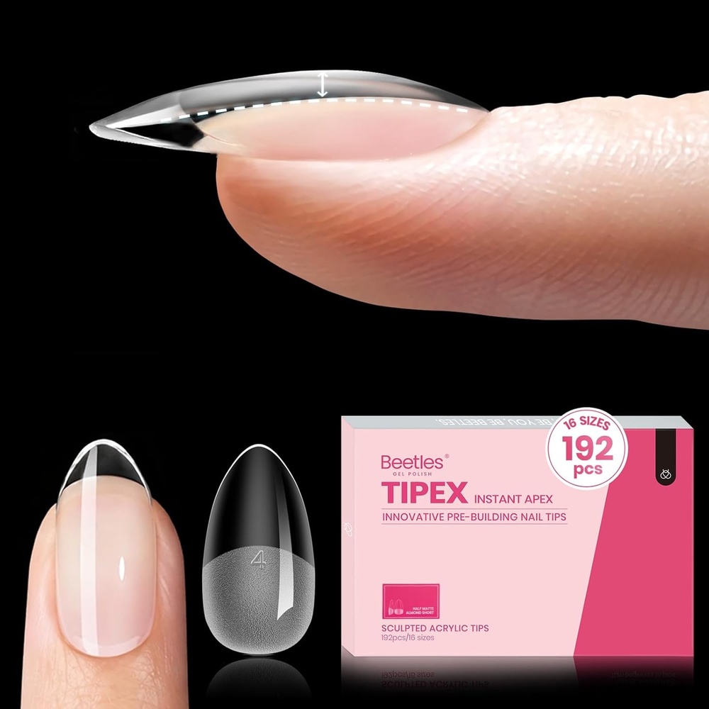image:imageBeetles Tipex Nail Glue Gel 2 Pcs 20g Super Strong HandsFree Solid Nail Glue for Tipex Instant Apex Nail Tips Professional BeginnerFriendly U V Light Required0EAlmond Short 192pcs Tipex Nail Tips